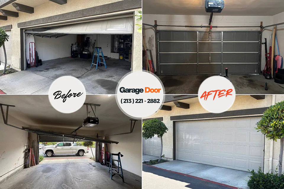Before and after: garage door repair Campbellsburg, KY